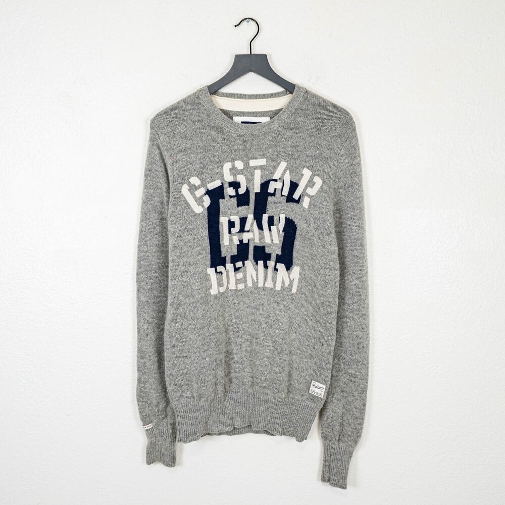 G-Star RAW Hockney Knit Sweater in Gray Lambwool blend sz Medium